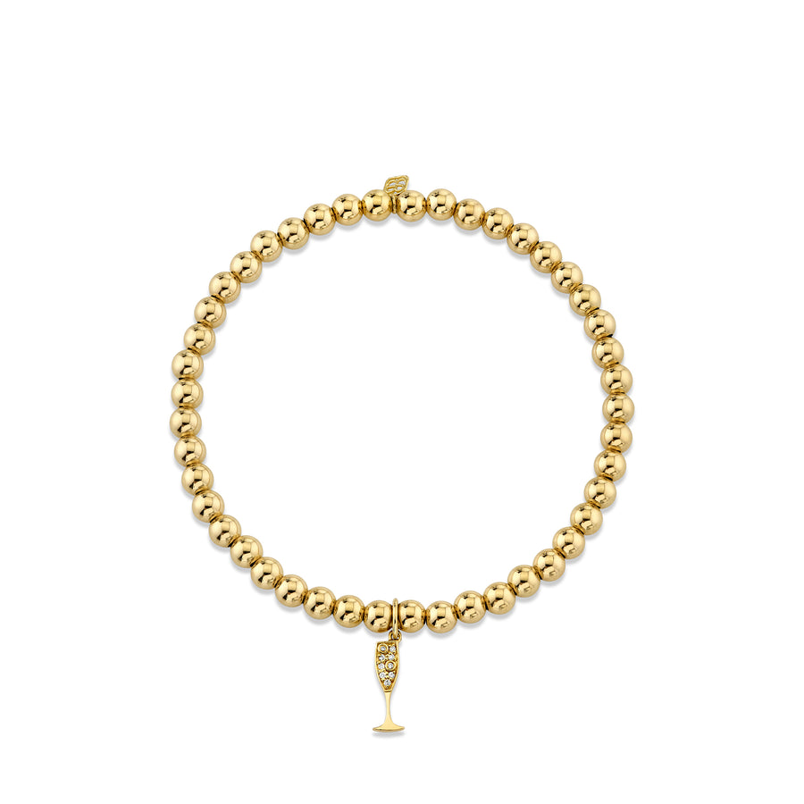 Gold & Diamond Champagne Glass on Gold Beads - Sydney Evan Fine Jewelry