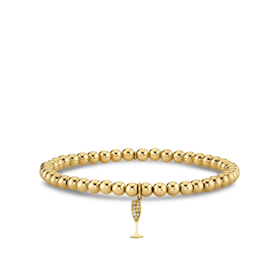 Gold & Diamond Champagne Glass on Gold Beads - Sydney Evan Fine Jewelry