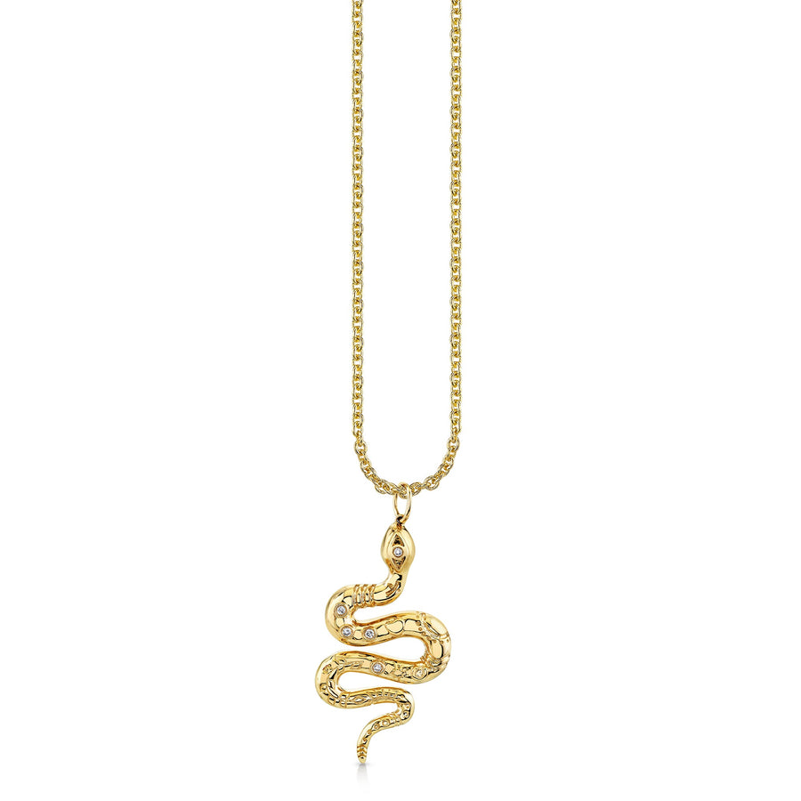 Men's Collection Gold & Diamond Large Etched Snake Charm - Sydney Evan Fine Jewelry