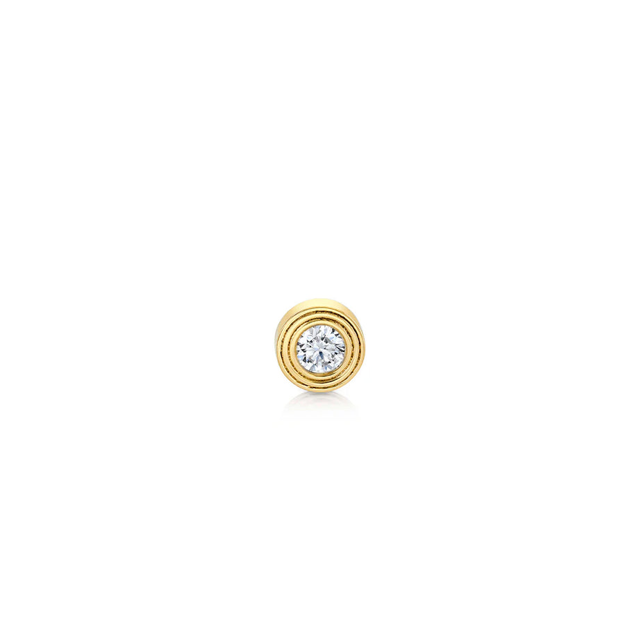 Gold & Diamond Fluted Single Stone Stud - Sydney Evan Fine Jewelry