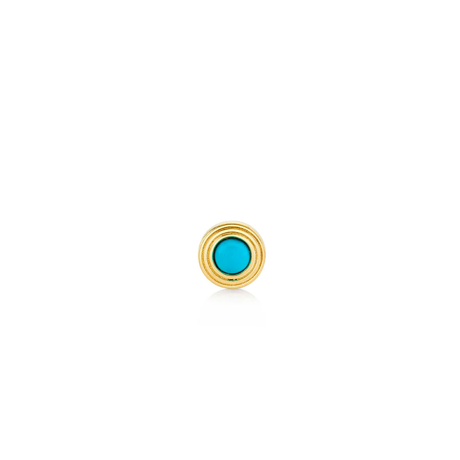 Gold & Turquoise Fluted Single Stone Stud - Sydney Evan Fine Jewelry