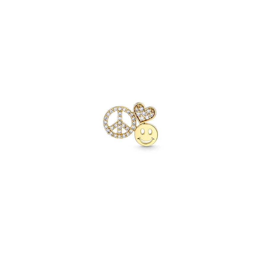 Gold & Diamond Peace, Love & Happiness Stud - Sydney Evan Fine Jewelry