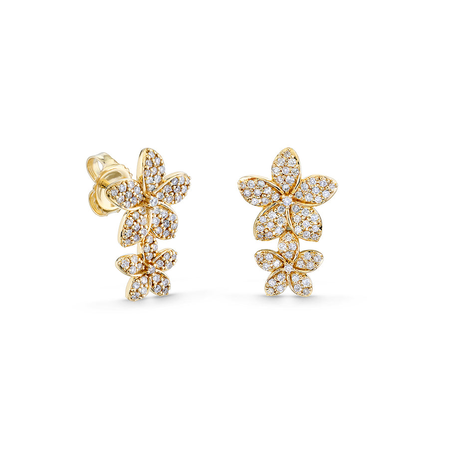 Gold & Diamond Double Plumeria Studs - Sydney Evan Fine Jewelry