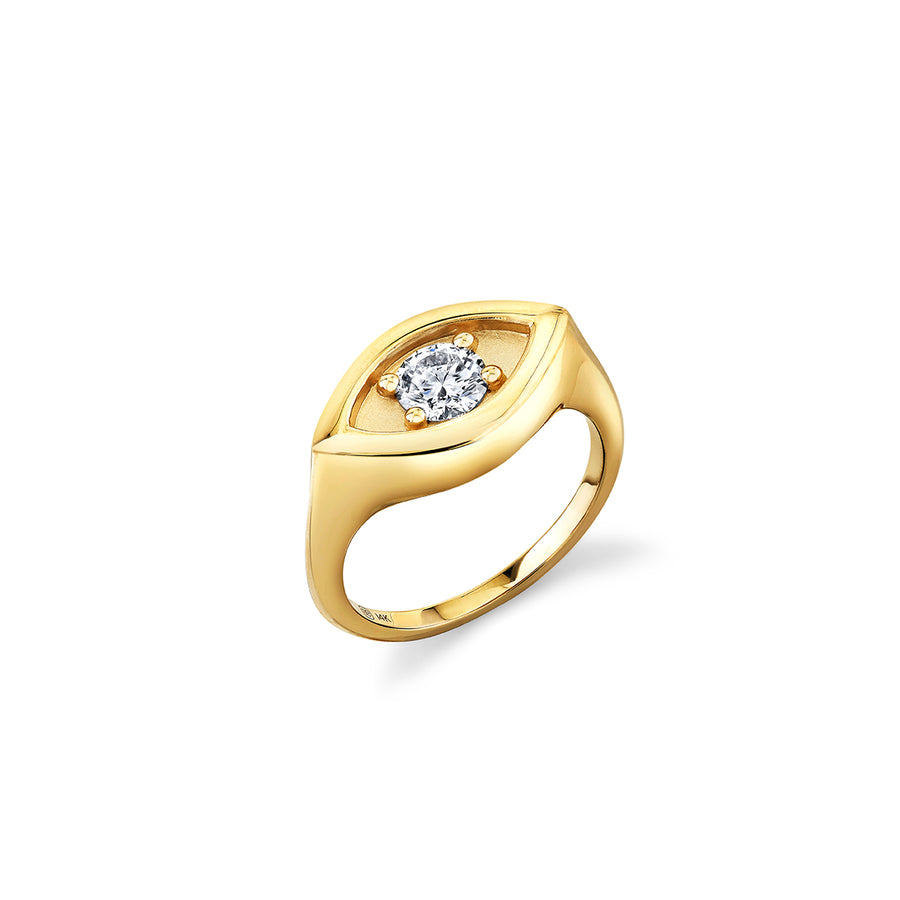 Gold & Diamond Large Marquise Eye Signet Ring - Sydney Evan Fine Jewelry