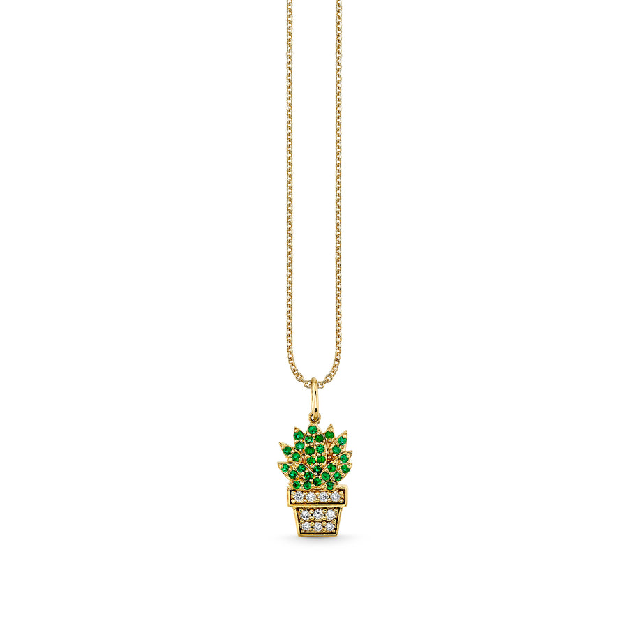 Gold & Diamond Emerald Potted Succulent Charm - Sydney Evan Fine Jewelry