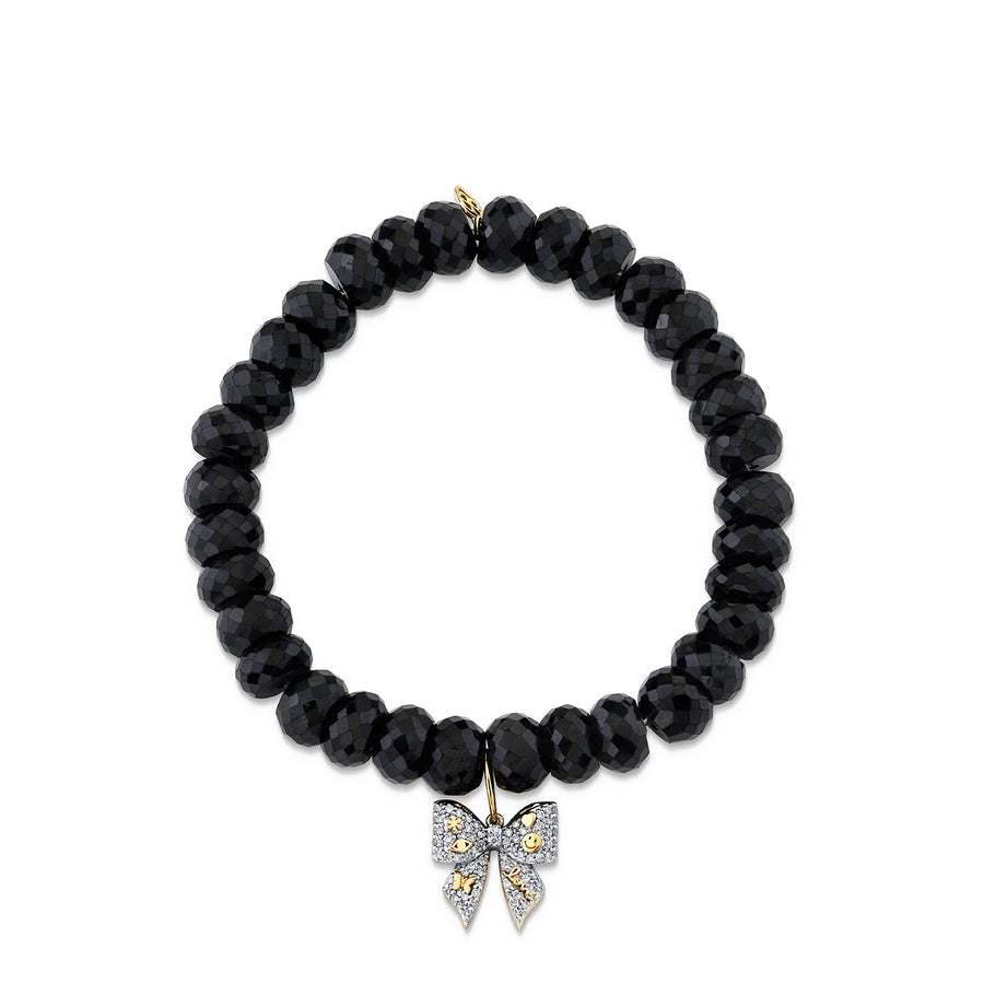 Gold & Diamond Icons Bow on Black Spinel - Sydney Evan Fine Jewelry