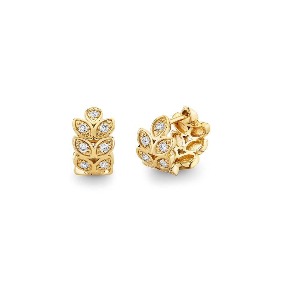 Gold & Diamond Marquise Eye Leaf Huggie - Sydney Evan Fine Jewelry