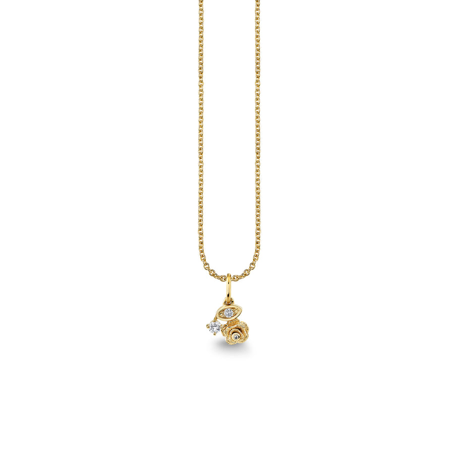Gold & Diamond Marquise Eye Rose Charm - Sydney Evan Fine Jewelry