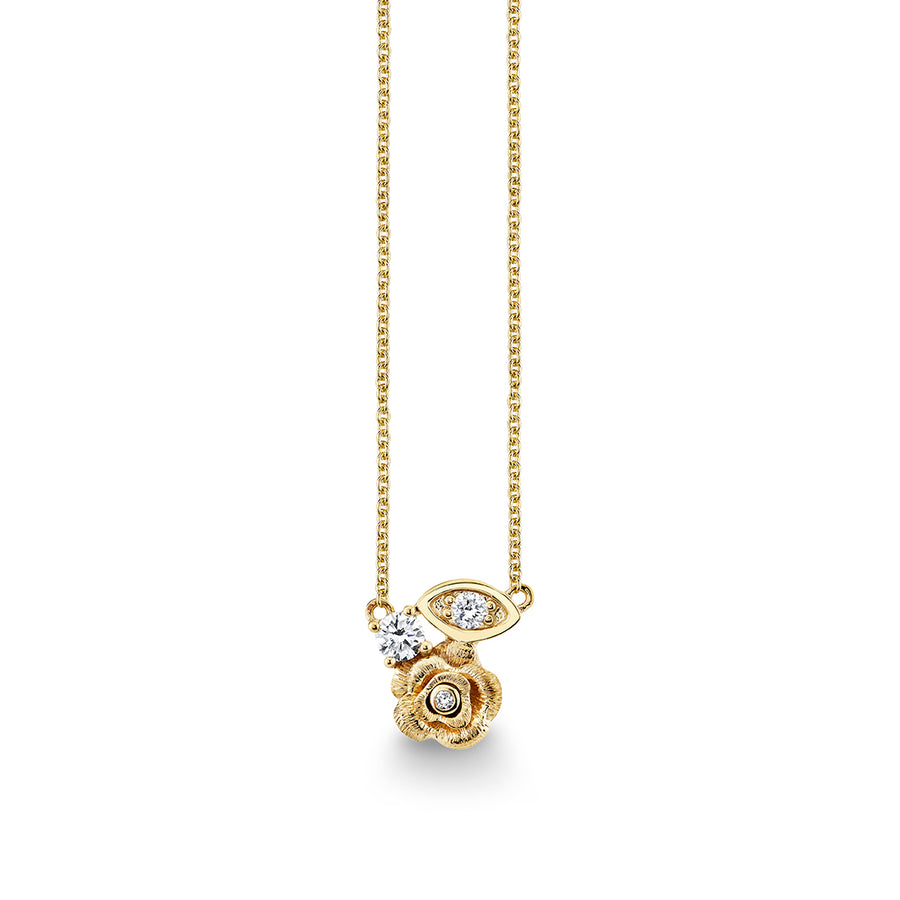 Gold & Diamond Large Marquise Eye Rose Necklace - Sydney Evan Fine Jewelry