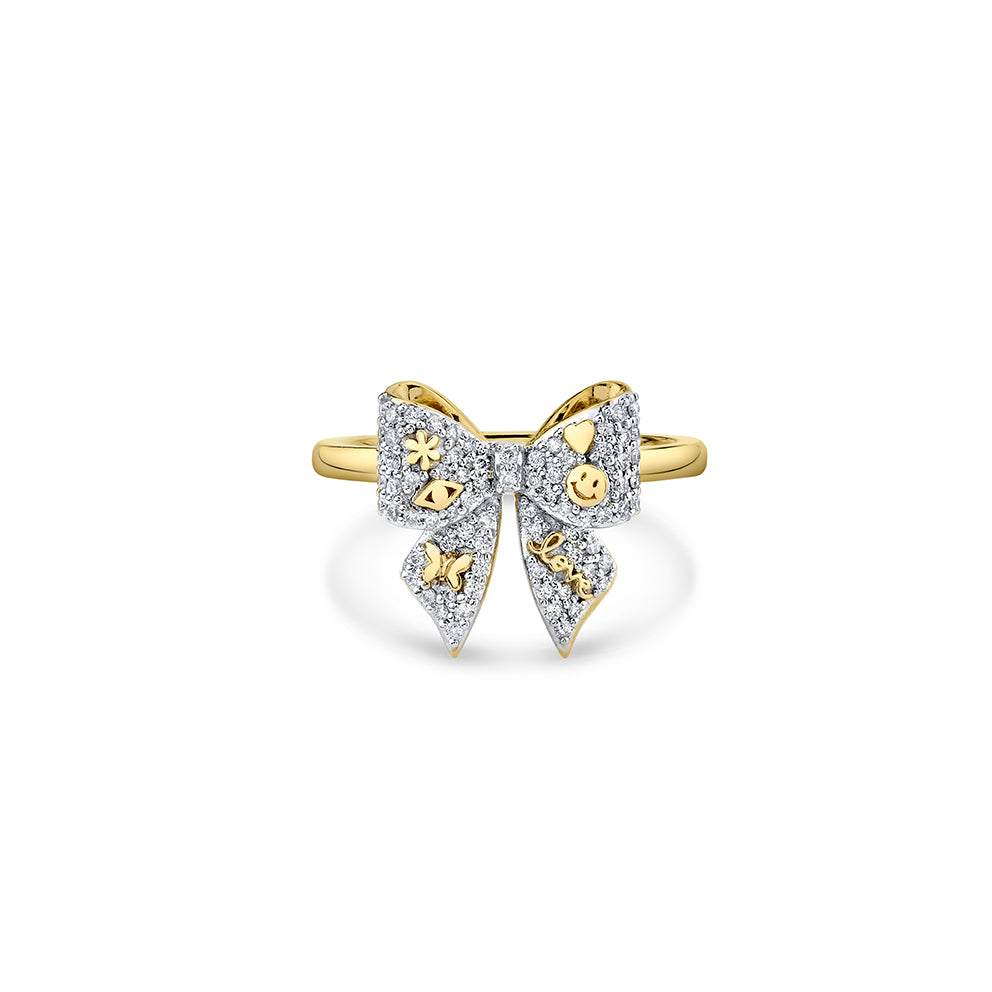 14K Yellow Gold Bow Diamond Ring Size good 7