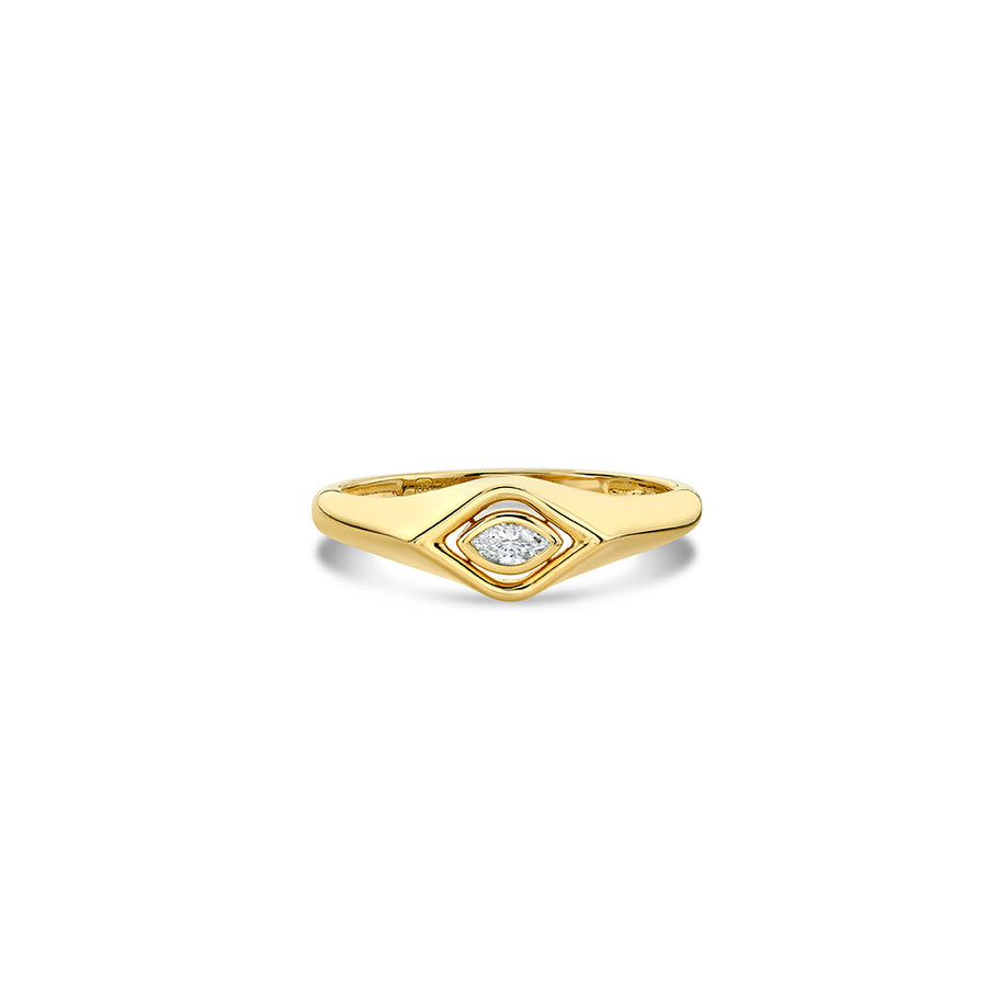 Gold & Diamond Marquise Eye Signet Ring - Sydney Evan Fine Jewelry