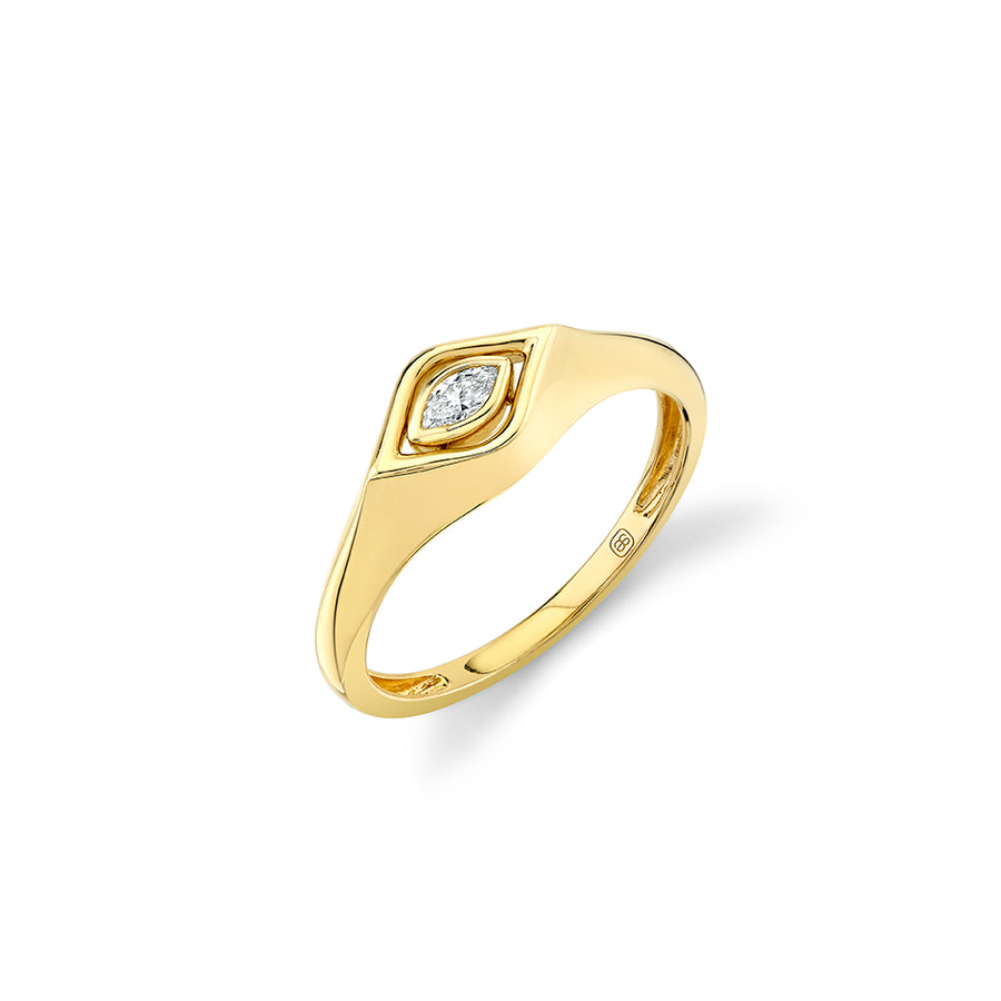 Gold & Diamond Marquise Eye Signet Ring - Sydney Evan Fine Jewelry