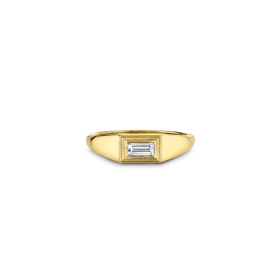 Gold & Diamond Fluted Baguette Signet Ring - Sydney Evan Fine Jewelry