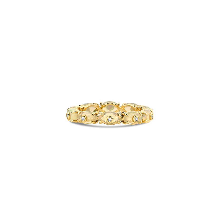 Gold & Diamond Tiny Carved Stone Eternity Ring - Sydney Evan Fine Jewelry
