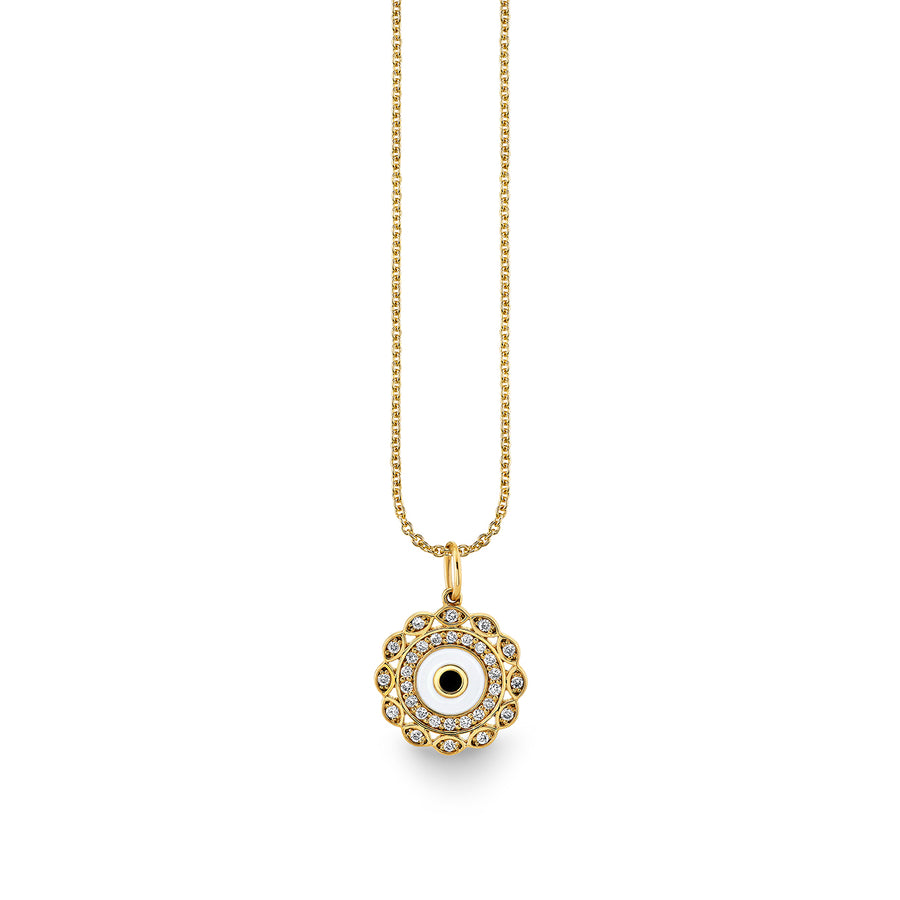Gold & Diamond Small Marquise Evil Eye Charm - Sydney Evan Fine Jewelry