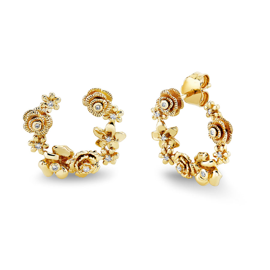 Gold & Diamond Flower Cluster Wrap Earrings - Sydney Evan Fine Jewelry
