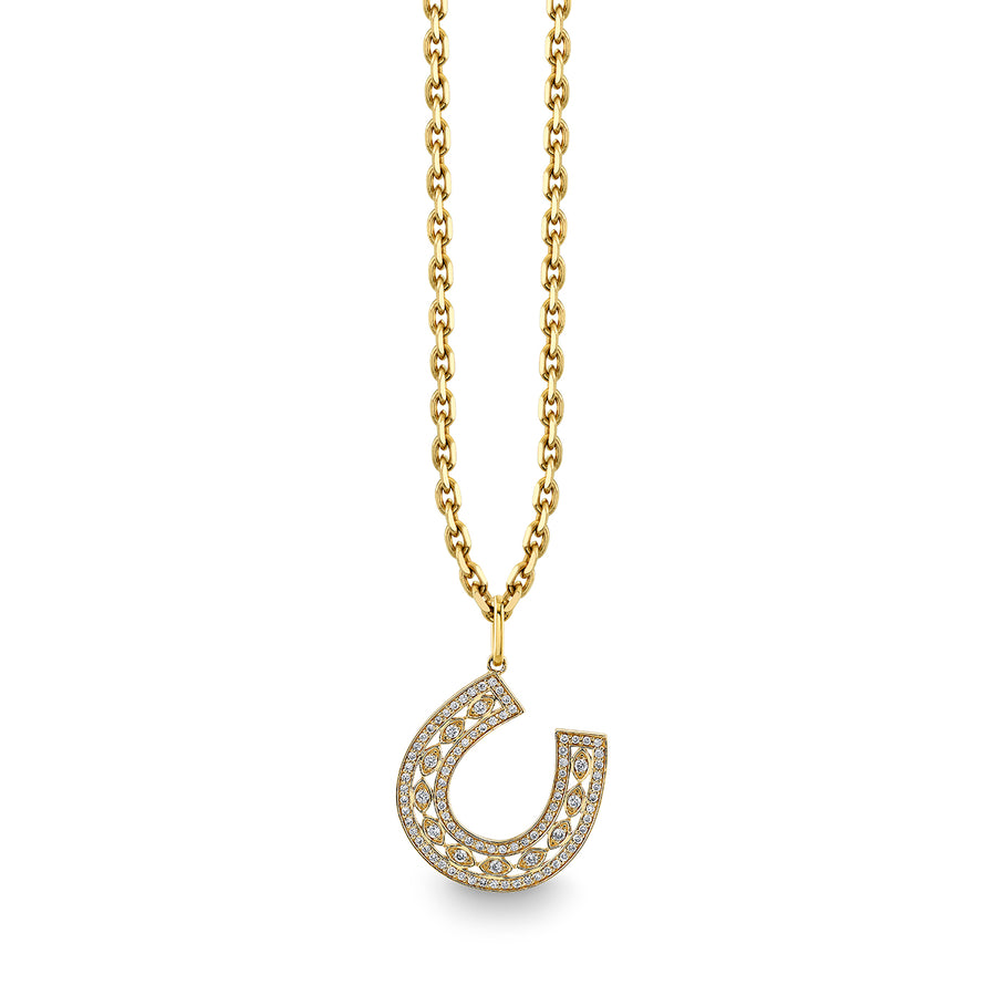 Gold & Diamond Marquise Eye Horseshoe Charm - Sydney Evan Fine Jewelry