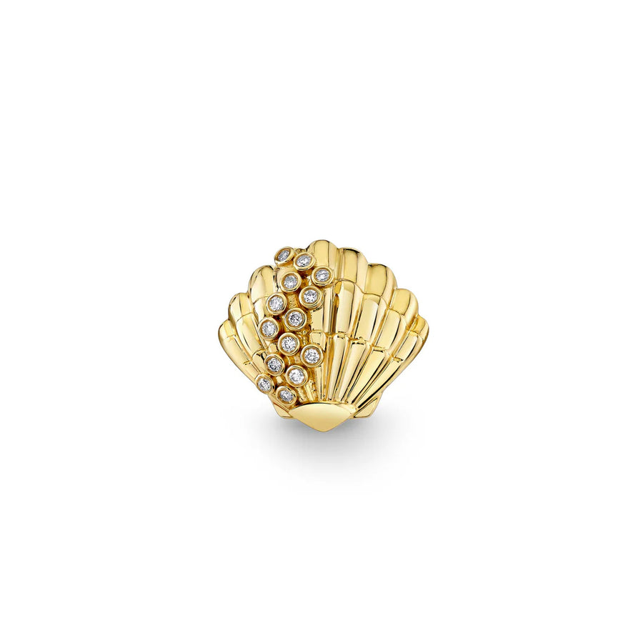 Gold & Diamond Large Clam Shell Stud - Sydney Evan Fine Jewelry