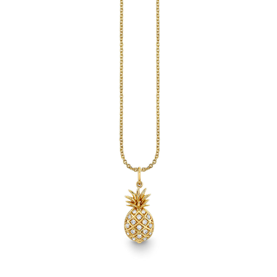 Gold & Diamond Large Pineapple Charm - Sydney Evan Fine Jewelry