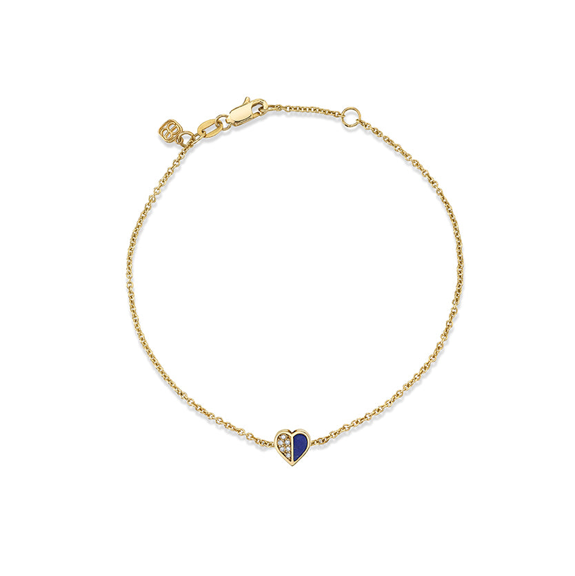 Gold & Diamond Baby Heart Stone Inlay Bracelet - Sydney Evan Fine Jewelry
