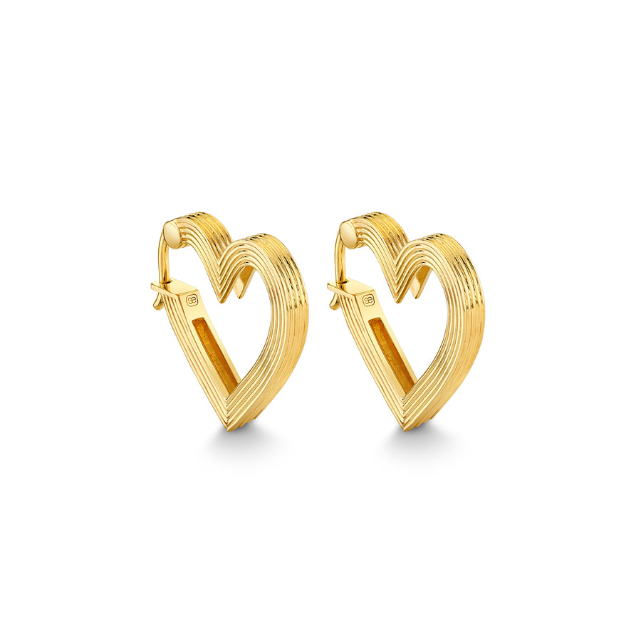 Pure Gold Fluted Heart Huggies - Sydney Evan Fine Jewelry