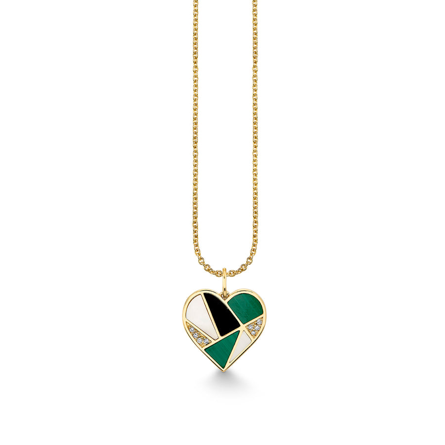 Gold & Diamond Mosaic Heart Charm - Sydney Evan Fine Jewelry