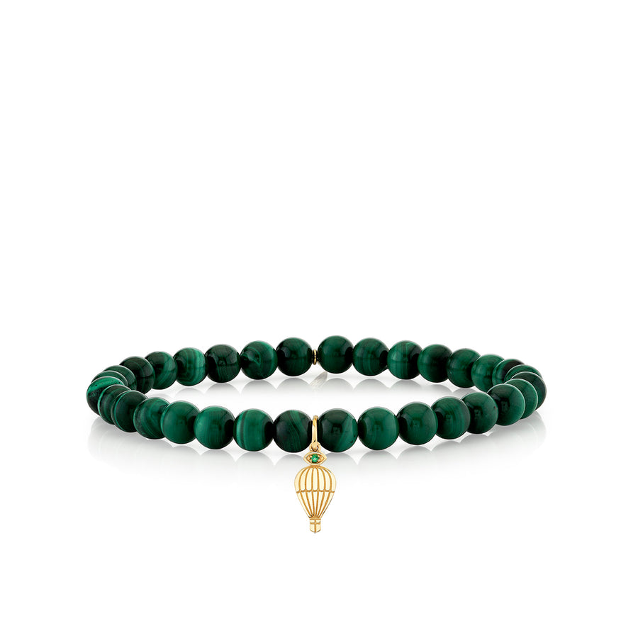 Gold & Emerald Wicked Hot Air Balloon on Malachite - Sydney Evan Fine Jewelry