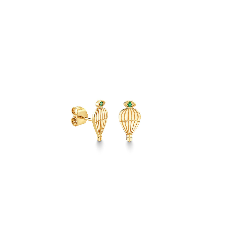 Gold & Emerald Wicked Pure Hot Air Balloon Stud - Sydney Evan Fine Jewelry