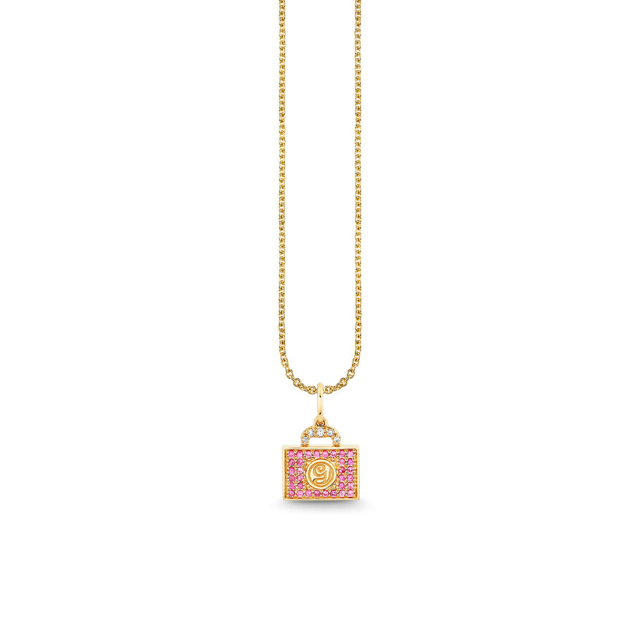 Gold, Diamond & Pink Sapphire Wicked Glinda Luggage Charm - Sydney Evan Fine Jewelry