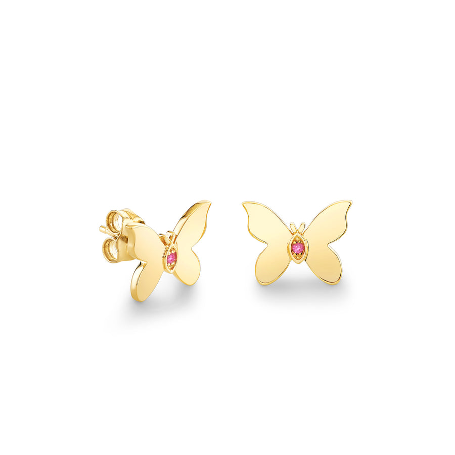 Gold & Pink Sapphire Wicked Glinda Pure Butterfly Stud - Sydney Evan Fine Jewelry