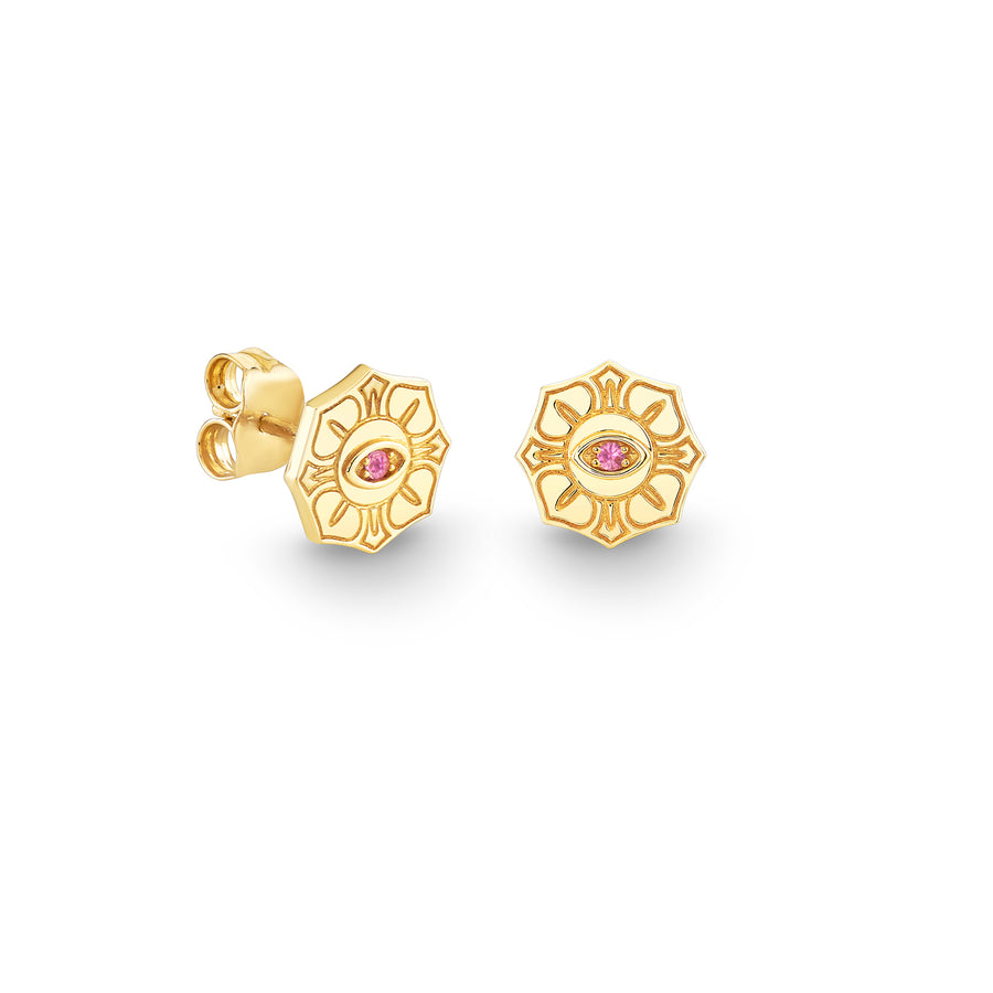 Gold & Pink Sapphire Wicked Glinda Pure Flower Stud - Sydney Evan Fine Jewelry