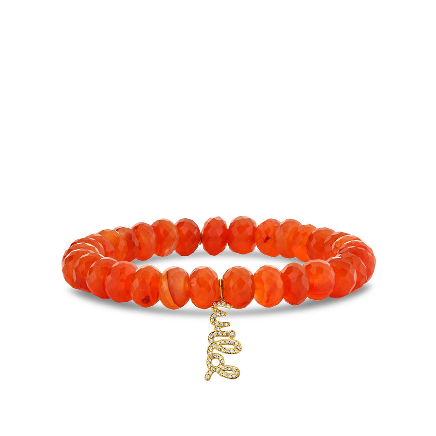 Gold & Diamond Wild Script on Carnelian - Sydney Evan Fine Jewelry