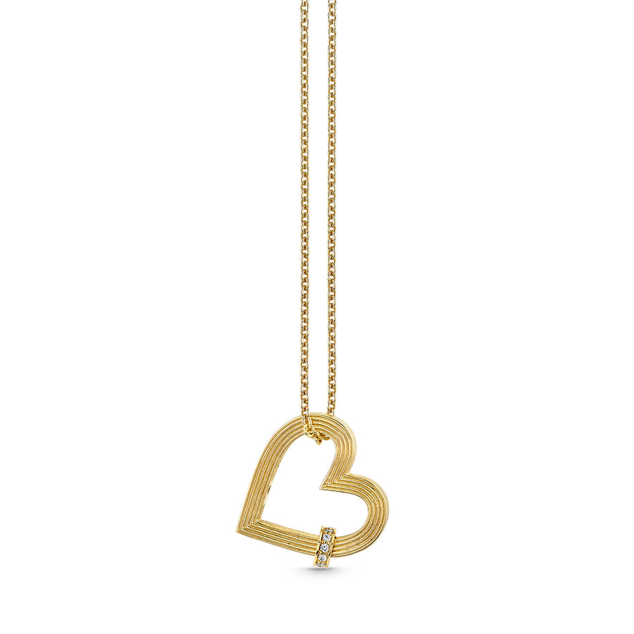 Gold & Diamond Fluted Heart Charm with Rondelle - Sydney Evan Fine Jewelry