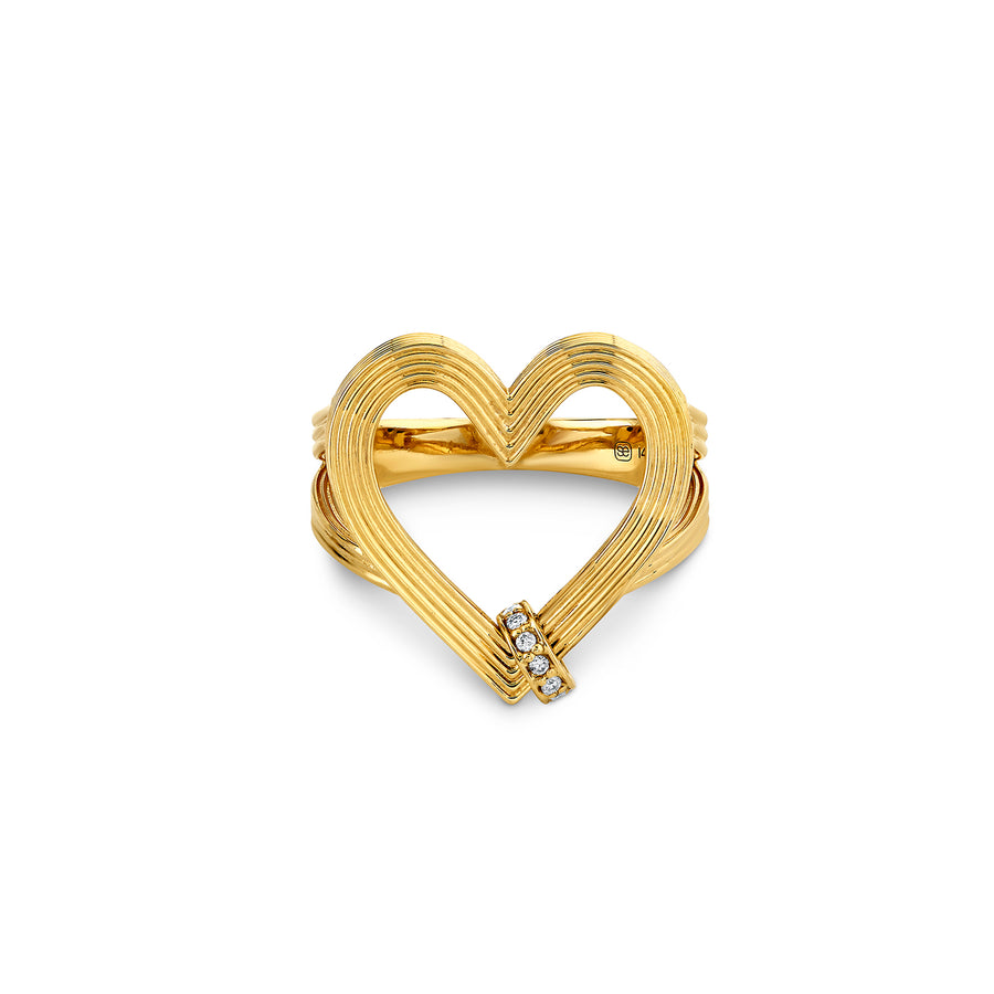 Gold & Diamond Fluted Heart Ring - Sydney Evan Fine Jewelry