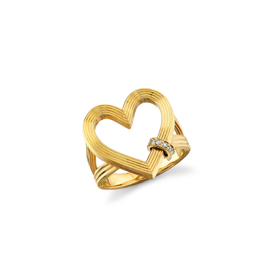 Gold & Diamond Fluted Heart Ring - Sydney Evan Fine Jewelry