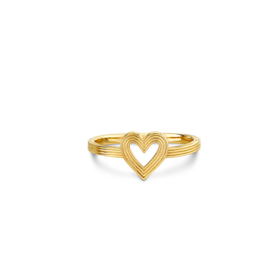 Gold Small Fluted Heart Ring - Sydney Evan Fine Jewelry