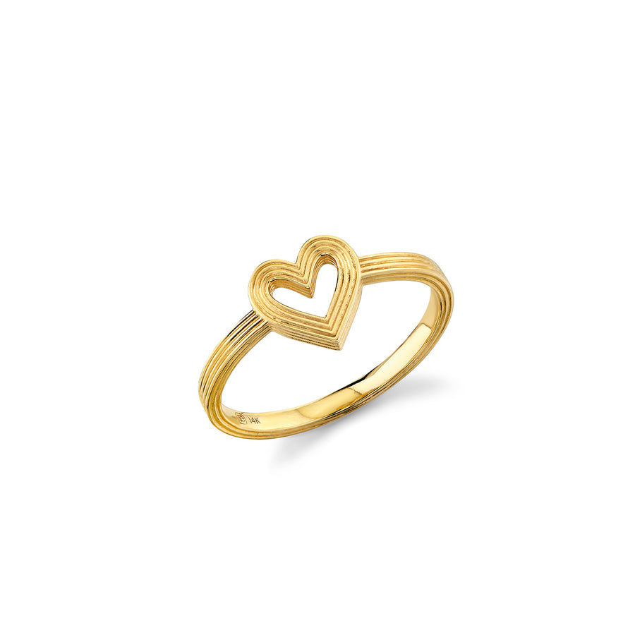 Gold Small Fluted Heart Ring - Sydney Evan Fine Jewelry