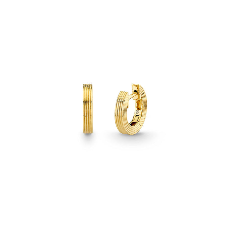 Gold Small Fluted Huggie - Sydney Evan Fine Jewelry