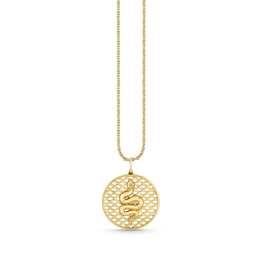 Gold & Diamond Fishnet Snake Coin - Sydney Evan Fine Jewelry