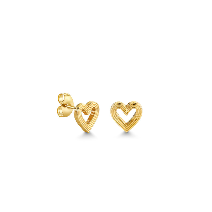 Pure Gold Small Fluted Heart Stud - Sydney Evan Fine Jewelry