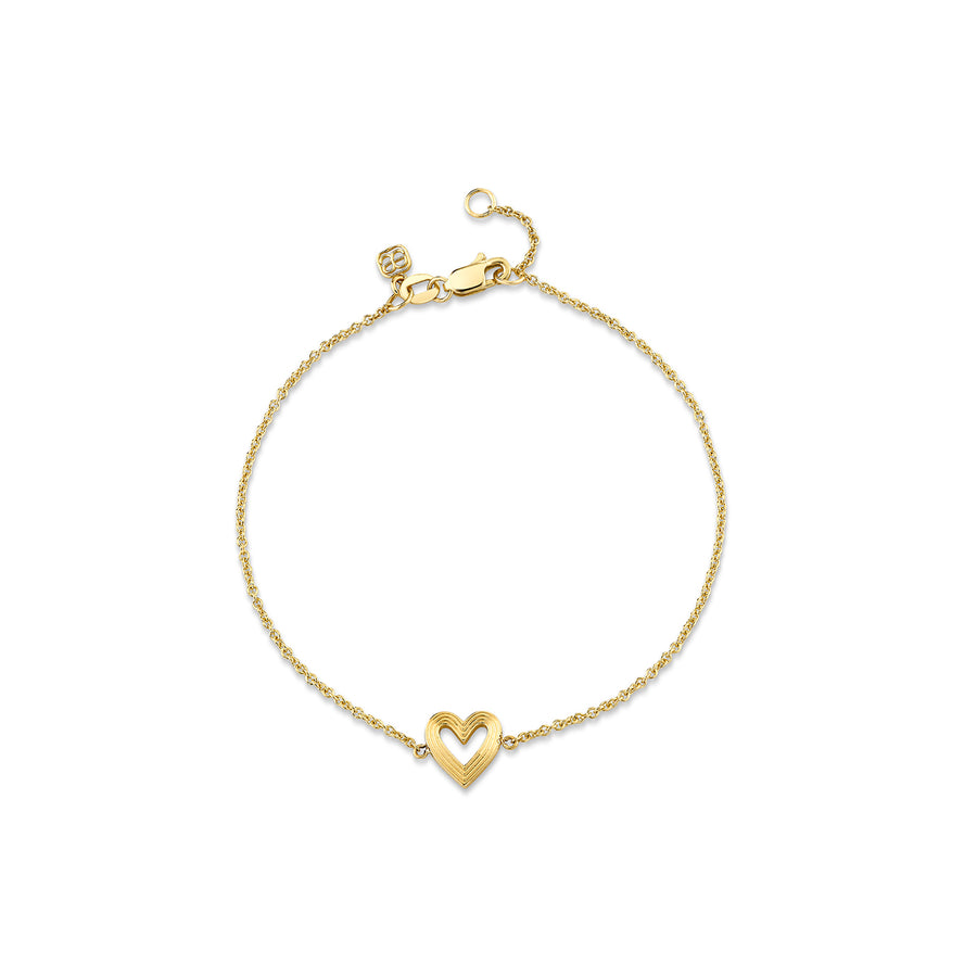 Gold Small Fluted Heart Bracelet - Sydney Evan Fine Jewelry