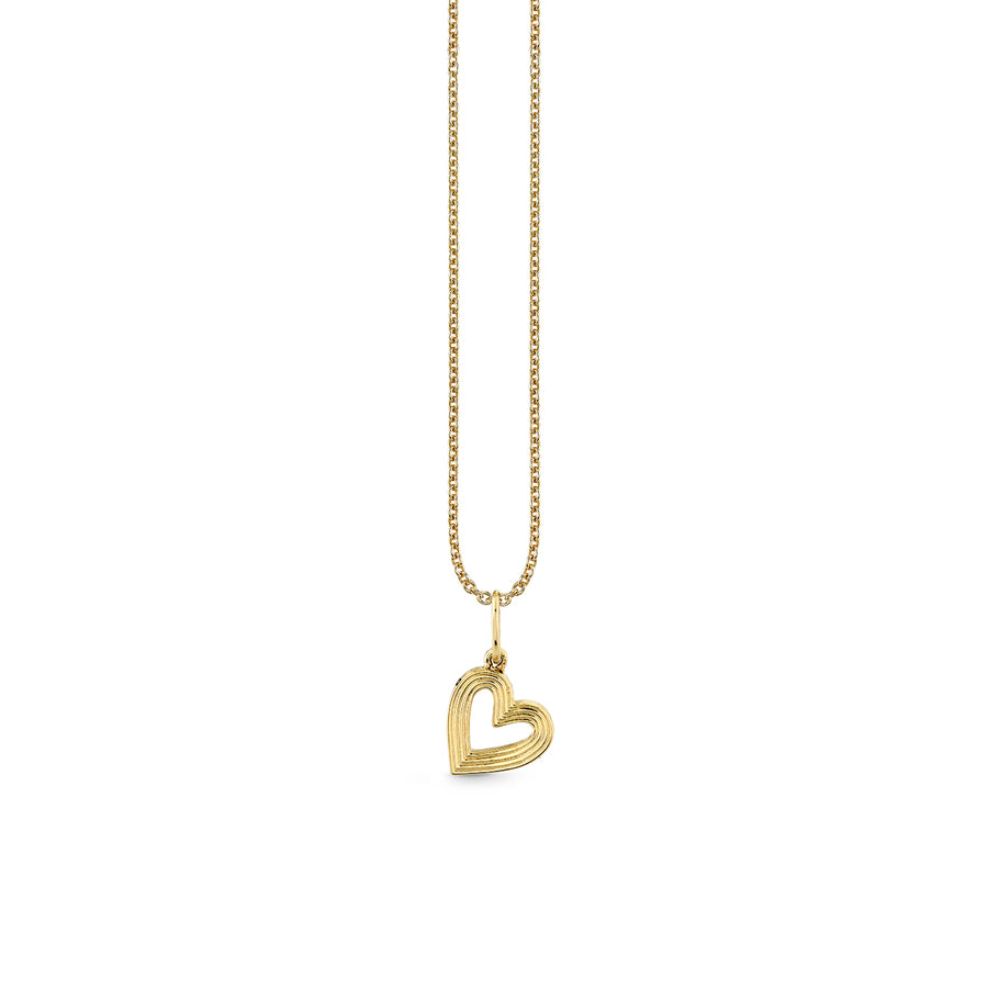 Gold Small Fluted Heart Charm - Sydney Evan Fine Jewelry