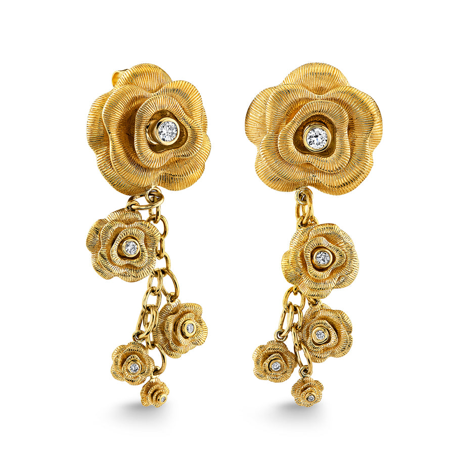 Gold & Diamond Rose Charm Earrings - Sydney Evan Fine Jewelry