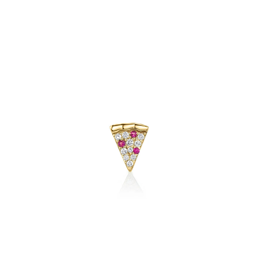 Gold Diamond & Ruby Pizza Slice Stud - Sydney Evan Fine Jewelry