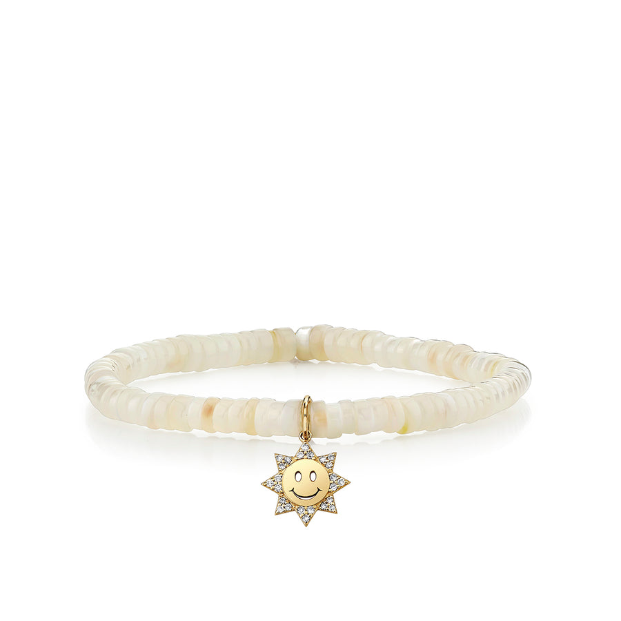 Kids Collection Gold & Diamond Sun Happy Face on Mother of Pearl - Sydney Evan Fine Jewelry
