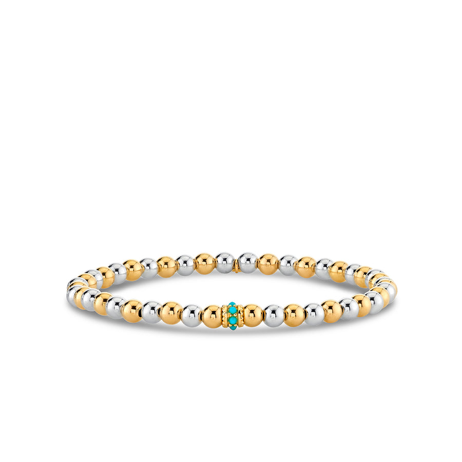 Gold & Turquoise Scallop Rondelle on Two-Tone Gold Beads - Sydney Evan Fine Jewelry