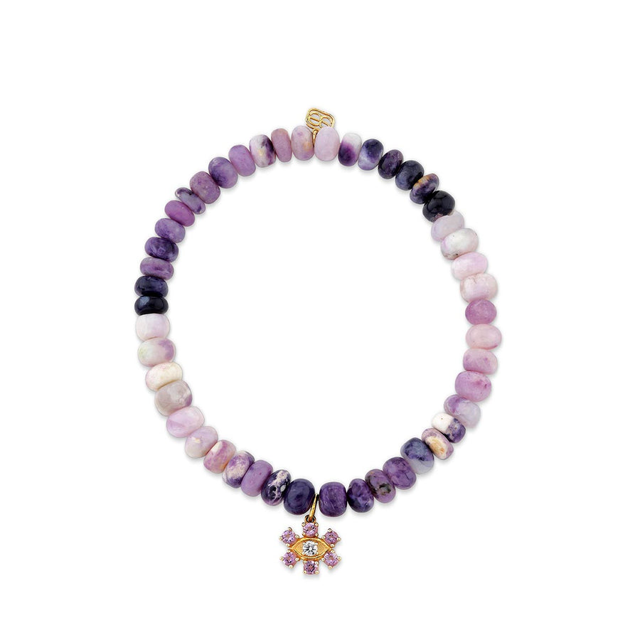 Gold & Amethyst Marquise Eye Flower on Purple Opal - Sydney Evan Fine Jewelry