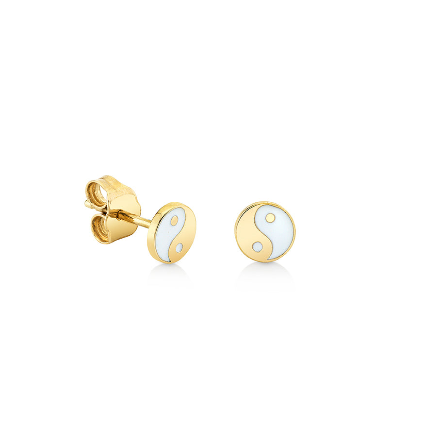 Kids Collection Gold & Enamel Mini Yin Yang Stud - Sydney Evan Fine Jewelry