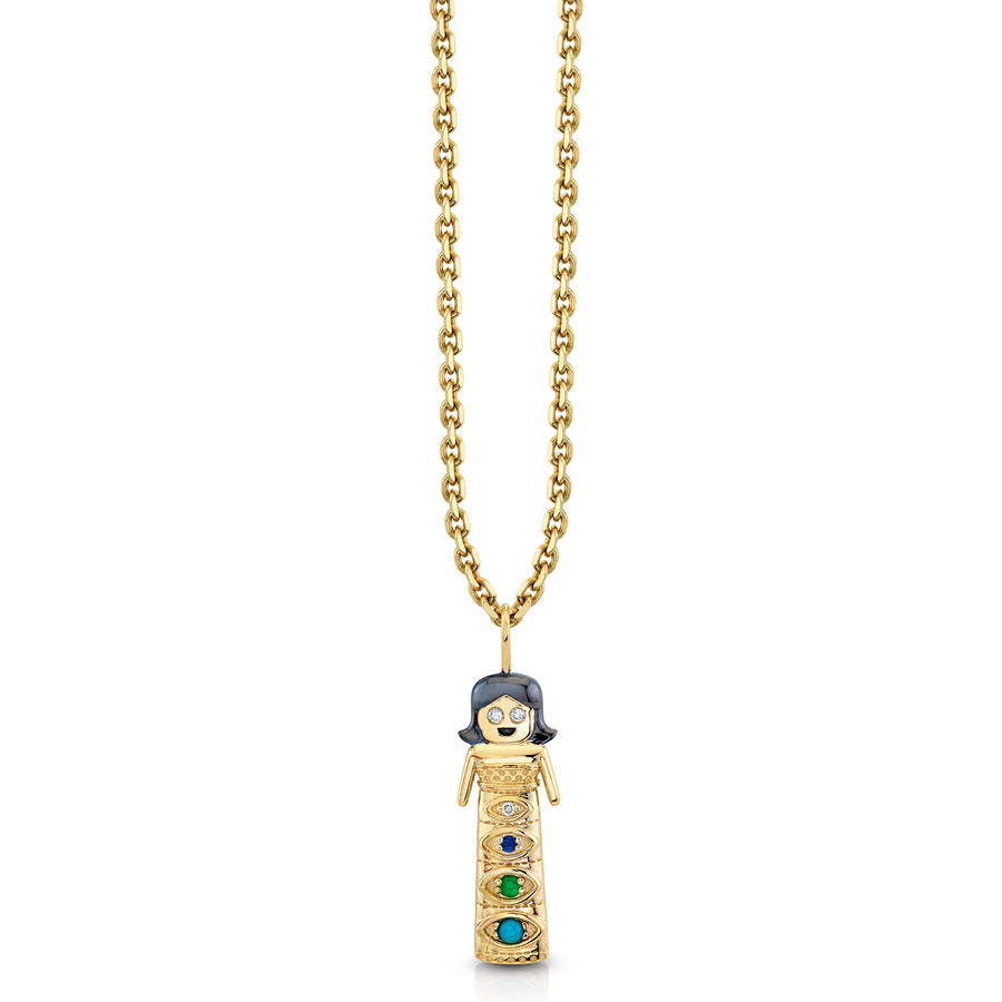 Gold & Multicolor Gemstone Large Maria Doll Charm - Sydney Evan Fine Jewelry