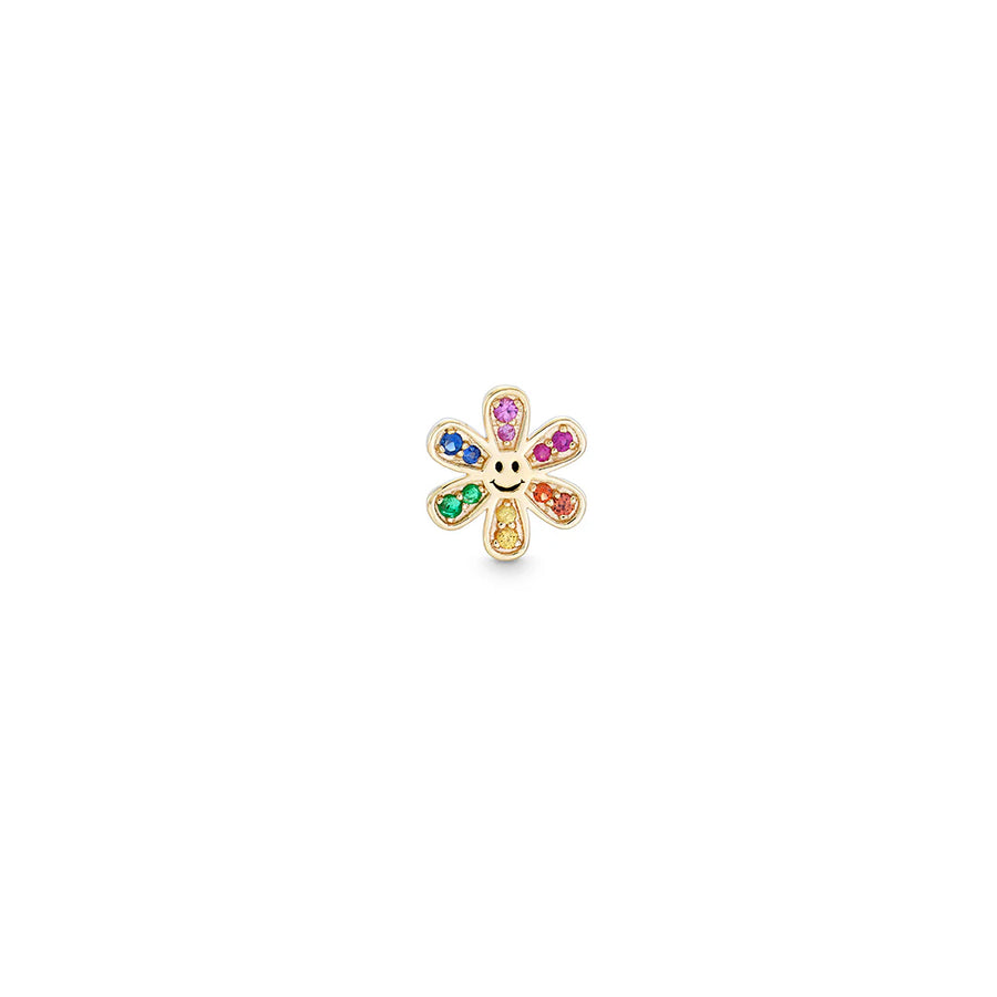 Gold & Rainbow Daisy Happy Face Stud - Sydney Evan Fine Jewelry